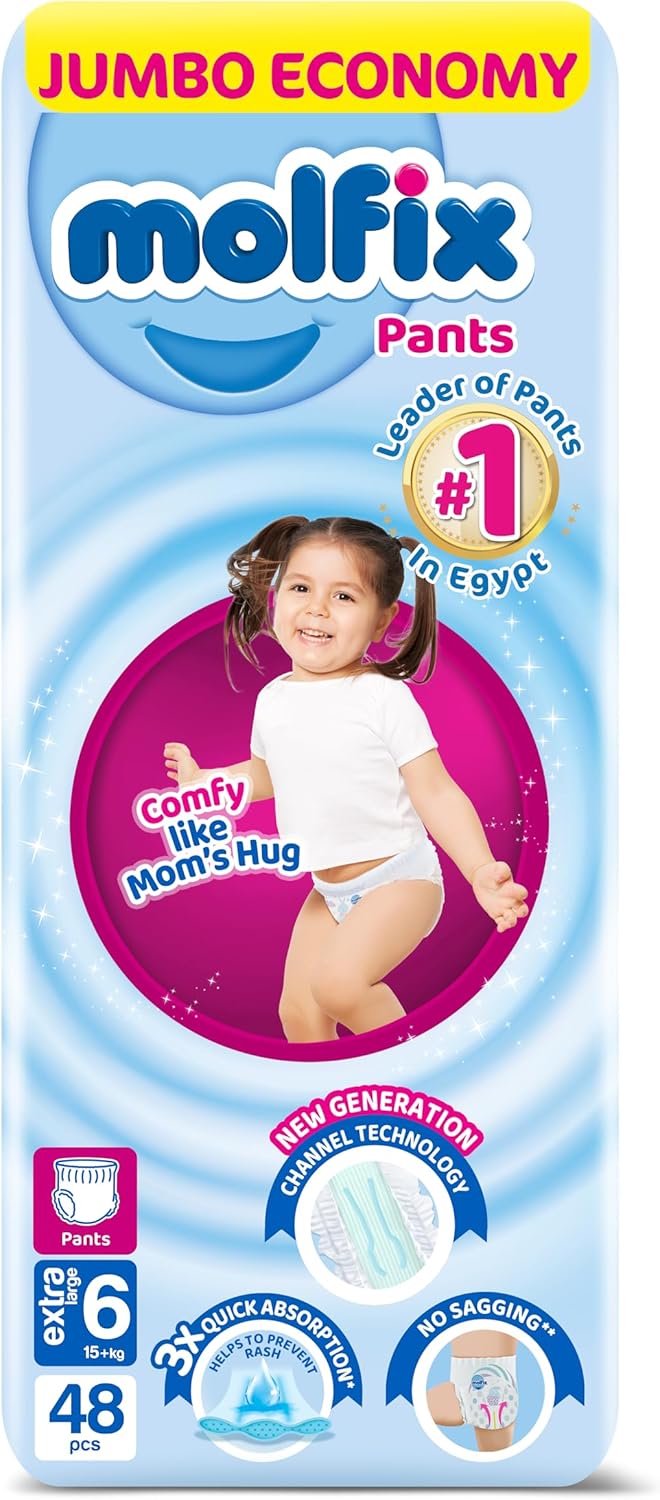 Molfix - Pants Diapers - Jumbo Pack - Xlarge Size 6 - 48 Pieces