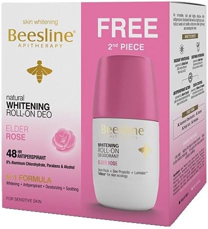 Beesline Whitening Roll-On Deodorant Elder Rose 48h Protection (1+1) Promo Pack - 50 ml