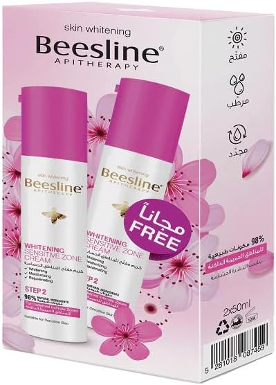 Beesline Whitening Sensitive Zone Cream For Darkened Intimate Areas & Moisturizing - 50 ml (1+1) Promo Pack