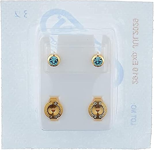 Caflon Earrings with Colored Stone for Baby Girls - Gold and Turquoise
