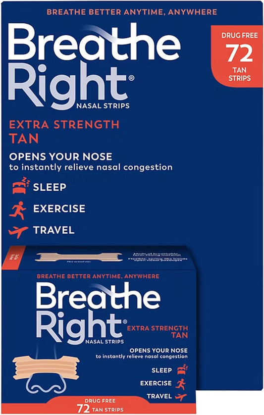 Breathe Right Extra Strength Nasal Strips, 72 Strips