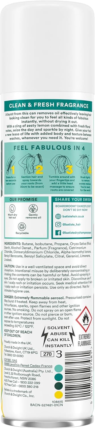 Batiste Dry Shampoo, Original, 200 Ml