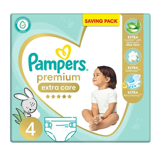 Pampers Premium Extra Care Diapers - 9 - 18Kg - Size 4 - 58 Diapers