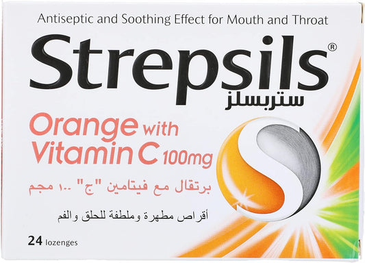 Strepsils orange with vitamin c, 100 mg - 24 lozenges