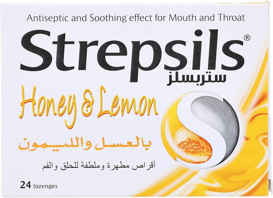 Strepsils dual antibacterial honey and lemon sore throat pain relief, 24 lozenges