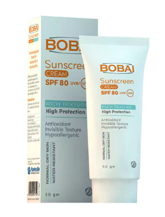 Bobai Sunscreen, SPF 80+, for normal to combination skin, 50 g, cream