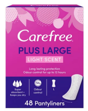 Carefree Daily Panty Liners Lightly Scented Large 48 Pads