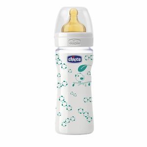 Chicco Natural Glass Baby Bottle Latex Teat 240ml